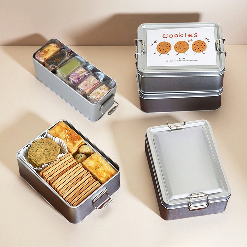Tin Container Lid - Rectangular Tinplate Cookie Tins Box With