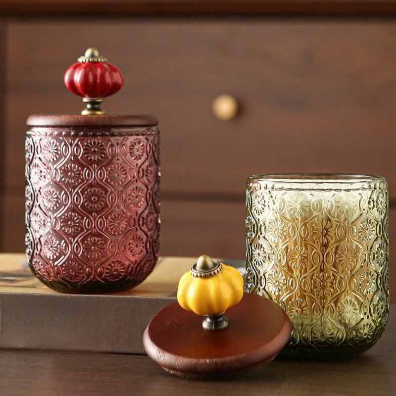 Retro glass cotton swab storag - Candle Making Jars With Lids review and price