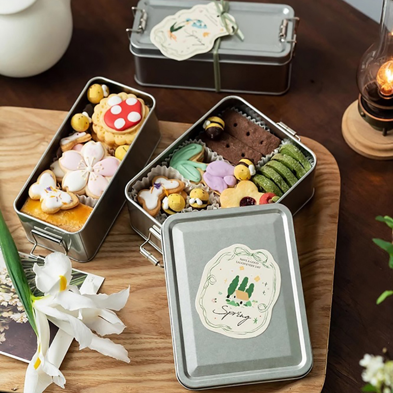 Rectangular Tinplate Cookie Ti - Tin Container Lid review and price